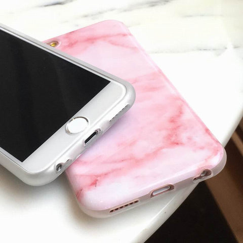 New Wine Red Pink Marble Case For iPhone
