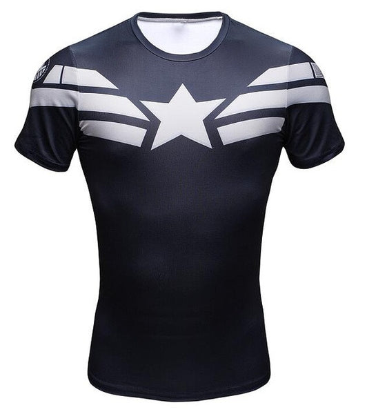 Superhero Captain America Compression Tshirt