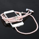 Fashion Rhinestone Luxurious Pearl Necklace Earbuds for Women