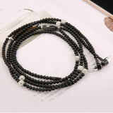 Fashion Rhinestone Luxurious Pearl Necklace Earbuds for Women